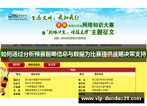 如何通过分析预赛前瞻信息与数据为比赛提供战略决策支持
